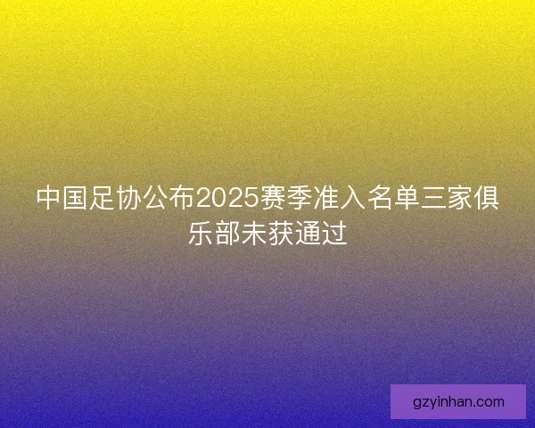 中国足协公布2025赛季准入名单三家俱乐部未获通过